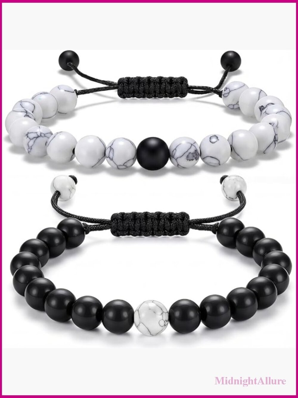 Couples Matching Stretch Bracelets 8mm Natural Howlite & Agate